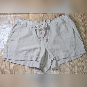 LOFT Women's Khaki Linen Blend Shorts with Drawstring Size Large